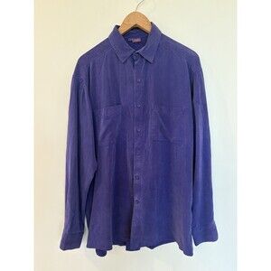 Tianello Purple Button-Up Long Sleeve Big Top M Tencel Blend